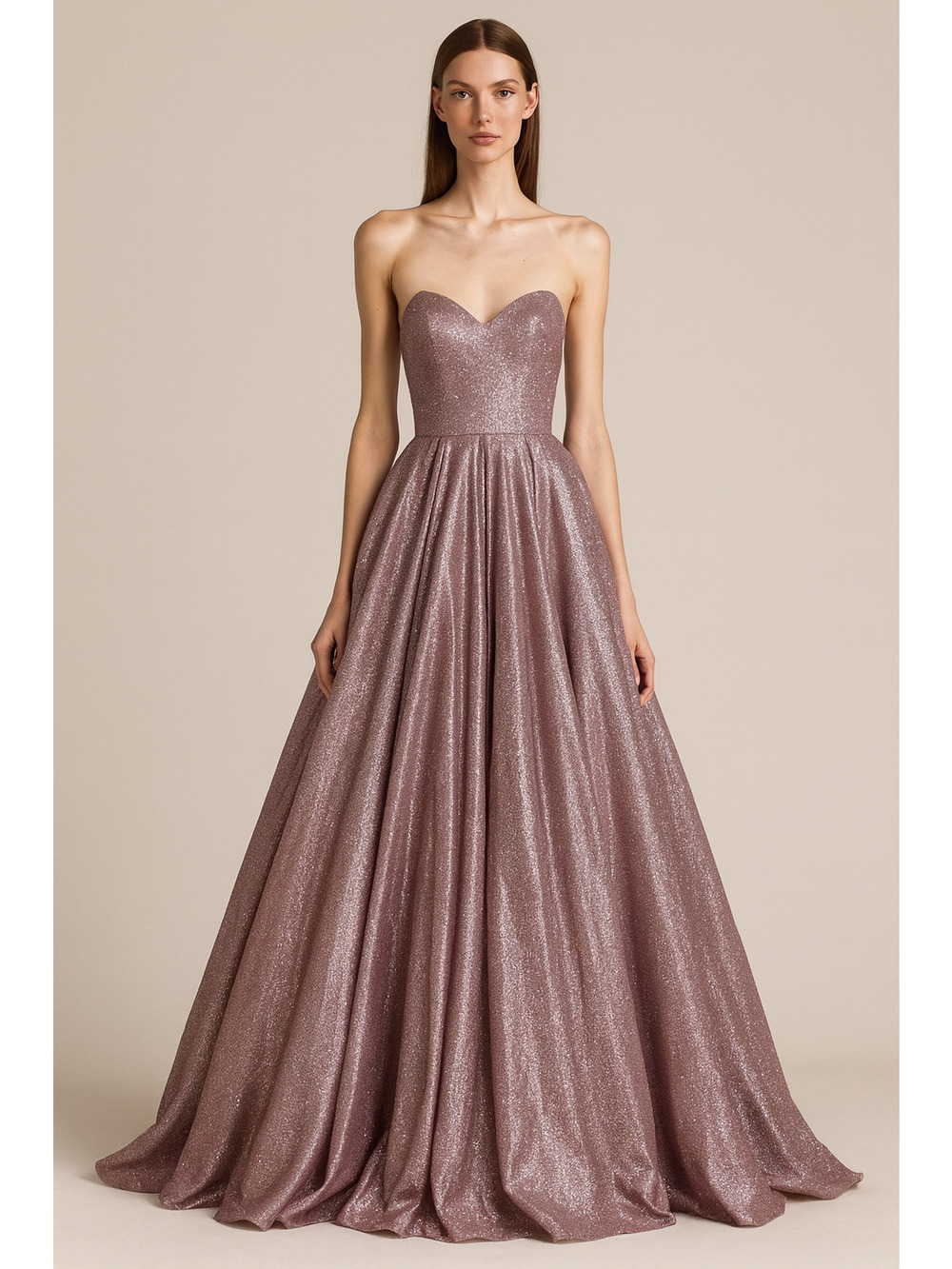 Sherri Hill Metallic Pink Glitter Ball Gown 0 Strapless Corset Back Prom Dress